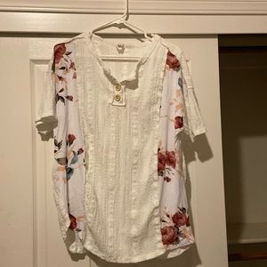 White with flowers on it